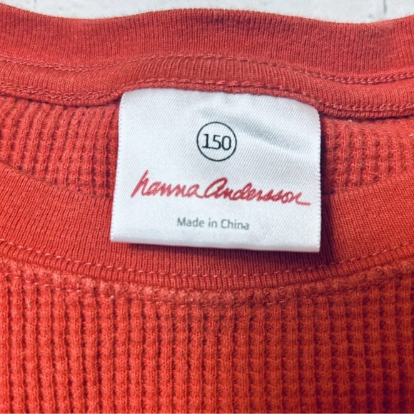 Hanna Andersson Girls Size 150 US 12 Rust Orange Cotton Thermal Top Firefly - Picture 2 of 9